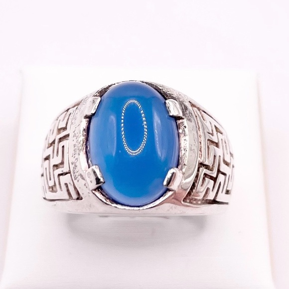 925 Sterling Silver Jewelry - Size 10.5 Blue Chalcedony 925 Sterling Silver Ring